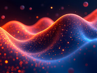 Poster - Particle space lines background 3D rendering, background of abstract polka dot particles with technology concept