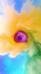 Aufkleber - A dynamic cloud of colored smoke swirls into a vortex. Bright yellow tones contrast with cool blue swirls. Smooth gradients emphasize the lightness of the forms