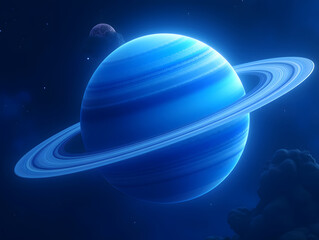 Wall Mural - planets on blue background, outer space galaxy science fiction background