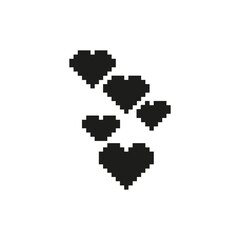 Fototapete - Pixelated Hearts Cluster Icon. Love, Affection, And Romantic Symbol In Retro Gaming Style. Nostalgic And Emotional Expression. Isolated Vector Illustration