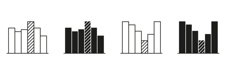 Fototapete - Bar Chart Line And Solid Icon Set. Data Visualization, Statistical Analysis, And Business Reporting Symbol Collection. Graphical Representation Of Information. Isolated Vector Illustration