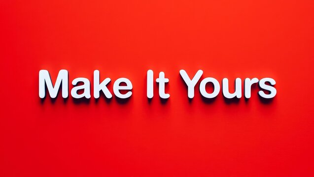 Make It Yours Stamp, Red Background with Make It Yours.