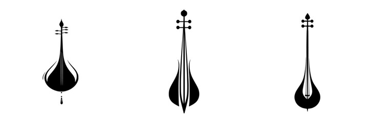 Poster - Unique black icons of traditional string instruments showcased in a minimalist design for artistic representation
