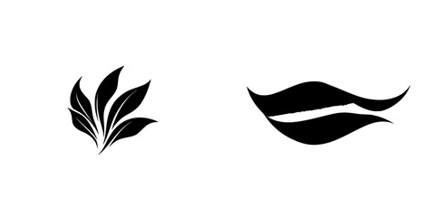 Poster - Stylized black icon featuring a leaf design alongside a lip outline