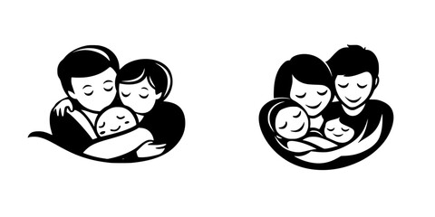 Poster - Embracing family moments with loving connections and joy in simple black icons