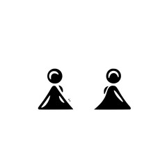 Poster - Black icon depicting two stylized figures standing side by side in minimalist design, perfect for digital graphics use