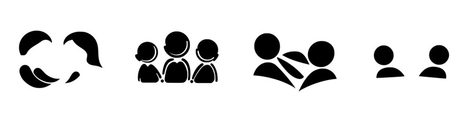 Poster - Set of black icons representing various forms of human interaction and connection in a minimalist design style