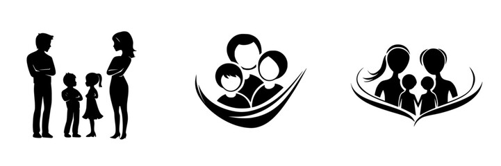 Poster - Silhouettes of family interactions showcasing connection and togetherness in various activities