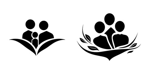 Poster - Black icons representing family concepts, depicting nurturing relationships and care for children