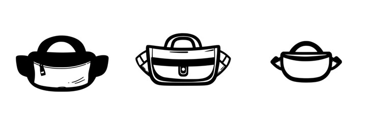 Poster - Stylized black icons of various bag designs showcasing versatility and functionality for different occasions and uses