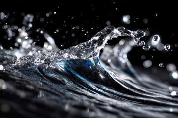 Poster - Splashing water creates dynamic patterns in dark surroundings during a moment of motion