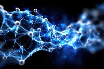Fototapete - Abstract representation of interconnected nodes and networks in a digital space