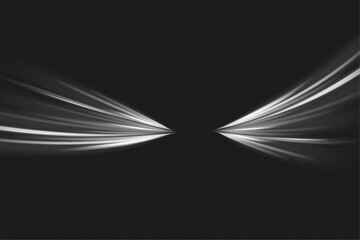 Poster - Light trail wave, fire path trace line and effect curve twirl. Neon motion effect. White special effect,speed police line. Road Magic of moving fast lines. Line of light on a black background