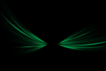 Poster - Green glowing shiny lines effect vector background. Luminous white lines of speed. Light glowing effect. Light trail wave, fire path trace line and incandescence curve twirl.