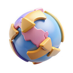Poster - Abstract pastel sphere with arrows isolated on transparent background