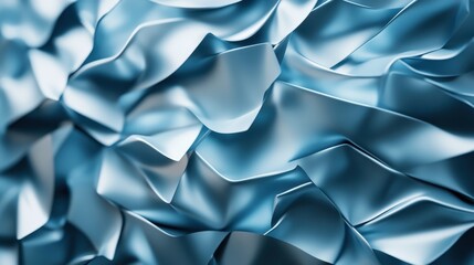 Poster - A close-up view of a shiny blue crinkled surface, showcasing beautiful textures and reflections, ideal for backgrounds or abstract designs in modern art.