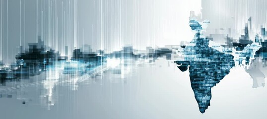 Leinwandbilder - Digital India map with copy space background. Business global marketing network. Generative AI technology.	
