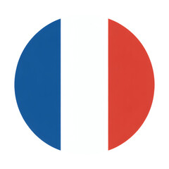 Aufkleber - A clean circular vector illustration showcases the national colors of France, representing the country's iconic flag design in a simple, modern format.