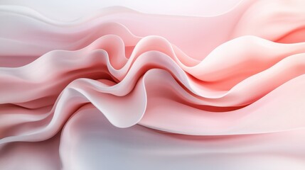 Poster - This image features soft waves of pink and white fabric, showcasing texture and elegance, ideal for backgrounds or creative design projects.