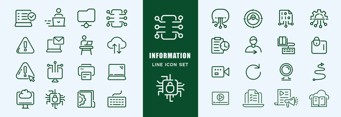 Poster - Information technology line icons collection. Big UI icon set in a flat design. Thin outline icons pack. Vector illustration EPS10