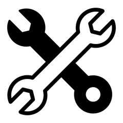 Poster - Two crossed wrenches solid icon, repair service concept. Vector graphics. Mechanic staff tools sign on white background, style mobile or design.