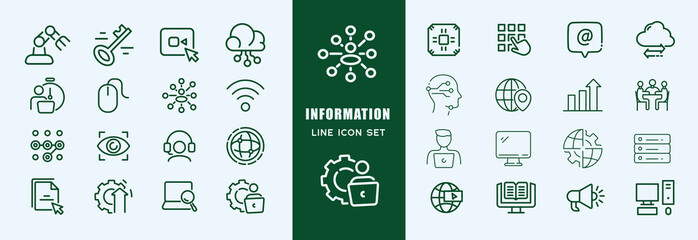 Poster - Information technology line icons collection. Big UI icon set in a flat design. Thin outline icons pack. Vector illustration EPS10