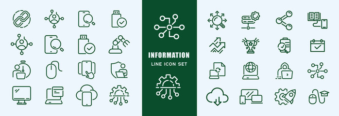 Poster - Information technology line icons collection. Big UI icon set in a flat design. Thin outline icons pack. Vector illustration EPS10