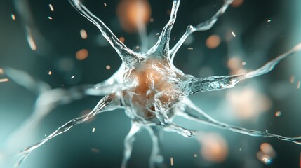 Poster - An artistic representation of a neuron exhibiting intricate details and dynamic forms, symbolizing the complexities of the nervous system and neuroscience's beauty.