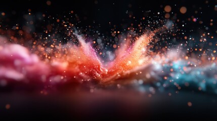 Poster - An artistic representation of a color explosion capturing vibrant hues and textures, evoking feelings of creativity and dynamic forces in a beautiful cosmos.