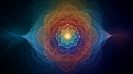 Poster - Intricate floral pattern illustrating the concept of ai and chakra energy in a vivid digital art piece