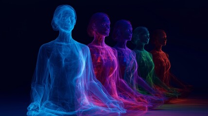 Poster - Exploring the connection between ai and chakra through vibrant visual representations of meditation