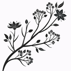 Poster - Abstract botanical elements branches and buds isolated on white background