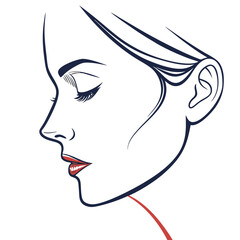 Poster - Abstract minimalist female face design nose and lips isolated on white background