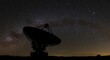 © widhihutomo - Dramatic Silhouette of Radio Telescope Dish Under a Starry Night Sky