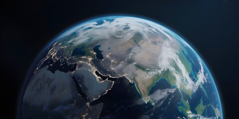 Wall Mural - High-resolution view of Earth from space showing day and night across continents