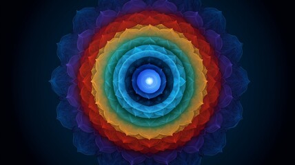 Poster - Colorful chakra design representing energy flow and balance in a serene environment