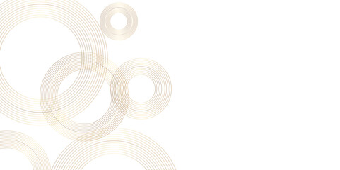 Poster - Modern white and golden abstract background with circle shape golden vector abstract graphic design Futuristic concept banner pattern presentation background.	