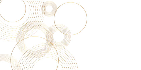 Poster - Modern white and golden abstract background with circle shape golden vector abstract graphic design Futuristic concept banner pattern presentation background.	