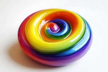 Poster - Rainbow-colored swirl emoji, resembling a hypnotic lollipop or spiral, in vivid glossy finish 
