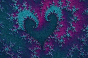 Poster - Colorful Abstract Heart Shape with Swirling Patterns in Vibrant Pink and Teal Hues