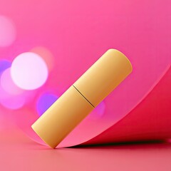 Poster - Pale Yellow Tube on Pink Paper Curl with Bokeh Lights