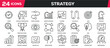 © Abbasy  Kautsar - Set of collection line icons related strategy, plan, tactic. Editable stroke. Perfect pixel on transparent background