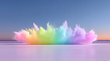 Poster - Pastel Rainbow Explosion on Soft Pink Ground
