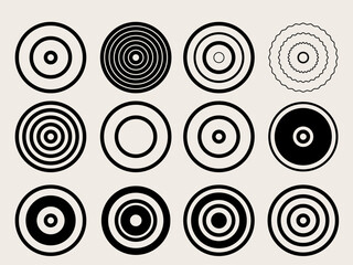 Aufkleber - Circle Shape Icon. Outline Round Graphic Decoration. Line Geometric Round Element Symbol Contour Silhouette. Radial Simple Decor Graphic Silhouette Label. 