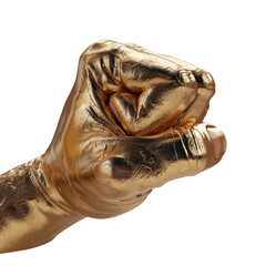 Poster - Golden fist symbolizes strength and determination, showcasing powerful expression of resilience and confidence Transparent background or PNG