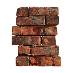 Poster - Old red brick wall texture with weathered appearance, showcasing various shades of red and brown, ideal for backgrounds or architectural designs Transparent background or PNG