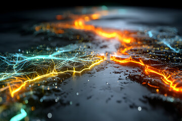 Poster - World map backgrounds futuristic glowing.