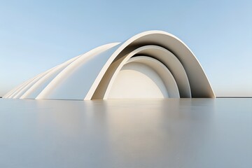 Poster - Futuristic Symmetrical White Arched Structure – Minimal Modern Architecture Design