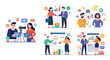 © MarufIslam - Illustration of business marketing ideas. Teamwork and idea sharing concept. Flat style design