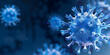 © Dmitriy - Visual representation of blue virus particles showcasing their intricate structures under a microscope in a lab
